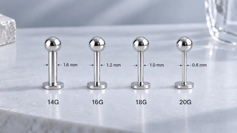 Illustrated comparison of 14G, 16G, 18G and 20G post thickness