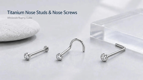 Titanium nose studs, nose screws and L-shaped nose jewelry
