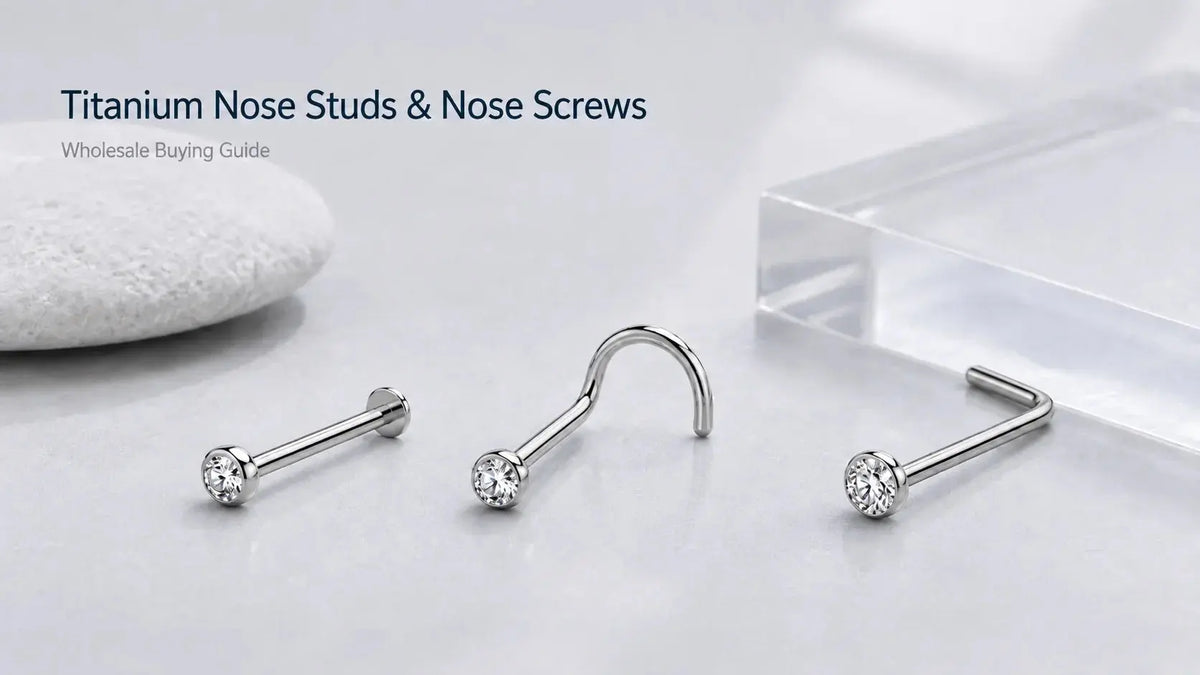 Titanium nose studs, nose screws and L-shaped nose jewelry