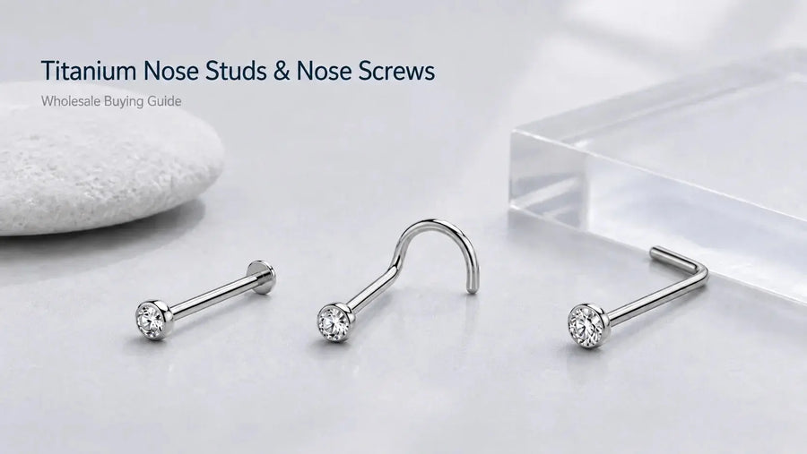 Titanium nose studs, nose screws and L-shaped nose jewelry
