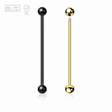 Pack of 10 PVD plated Titanium G23 industrial barbells, Thickness 1.6mm, Ball size 5mm Axis Titanium