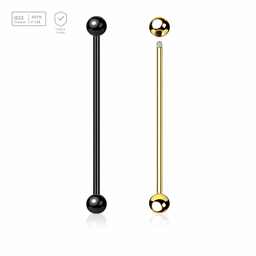 Pack of 10 PVD plated Titanium G23 industrial barbells, Thickness 1.6mm, Ball size 5mm Axis Titanium