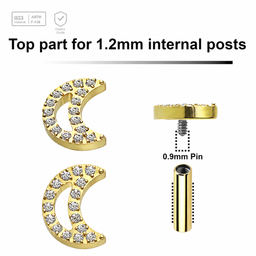 Pack of 5 high polished titanium internally threaded eyebrow bananas, Thickness 1.2mm, with two 3mm multi-crystal balls with epoxy resin cover. Axis Titanium