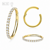 Wholesale Pack of 5 Gold PVD plated Titanium G23 hinged segment rings with outward facing prong set CZ on 3/4 of the circumference Axis Titanium