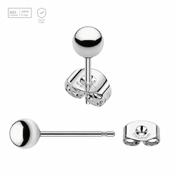 Pack of 5 pairs of Titanium G23 Ear studs with ball tops and butterflies with titanium engraving Axis Titanium