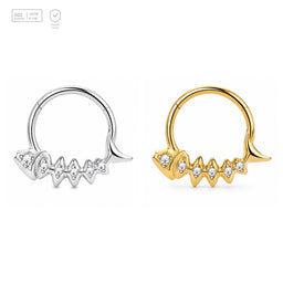 Pack of 5 – ASTM F136 Titanium Segment Ring – Shark Bite Crystal – Natural Titanium / 18K Gold Plated – Natural Titanium and 18K Gold Plated – G23 ASTM F-136 Implant Grade