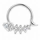 Pack of 5 – ASTM F136 Titanium Segment Ring – Natural Titanium Heart, Floral & Sunburst Crystals