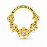 Pack of 5 – ASTM F136 Titanium Segment Ring – 18K Gold Plated Heart, Floral & Sunburst Crystals