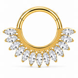 Pack of 5 – ASTM F136 Titanium Segment Ring – 18K Gold Plated Heart, Floral & Sunburst Crystals