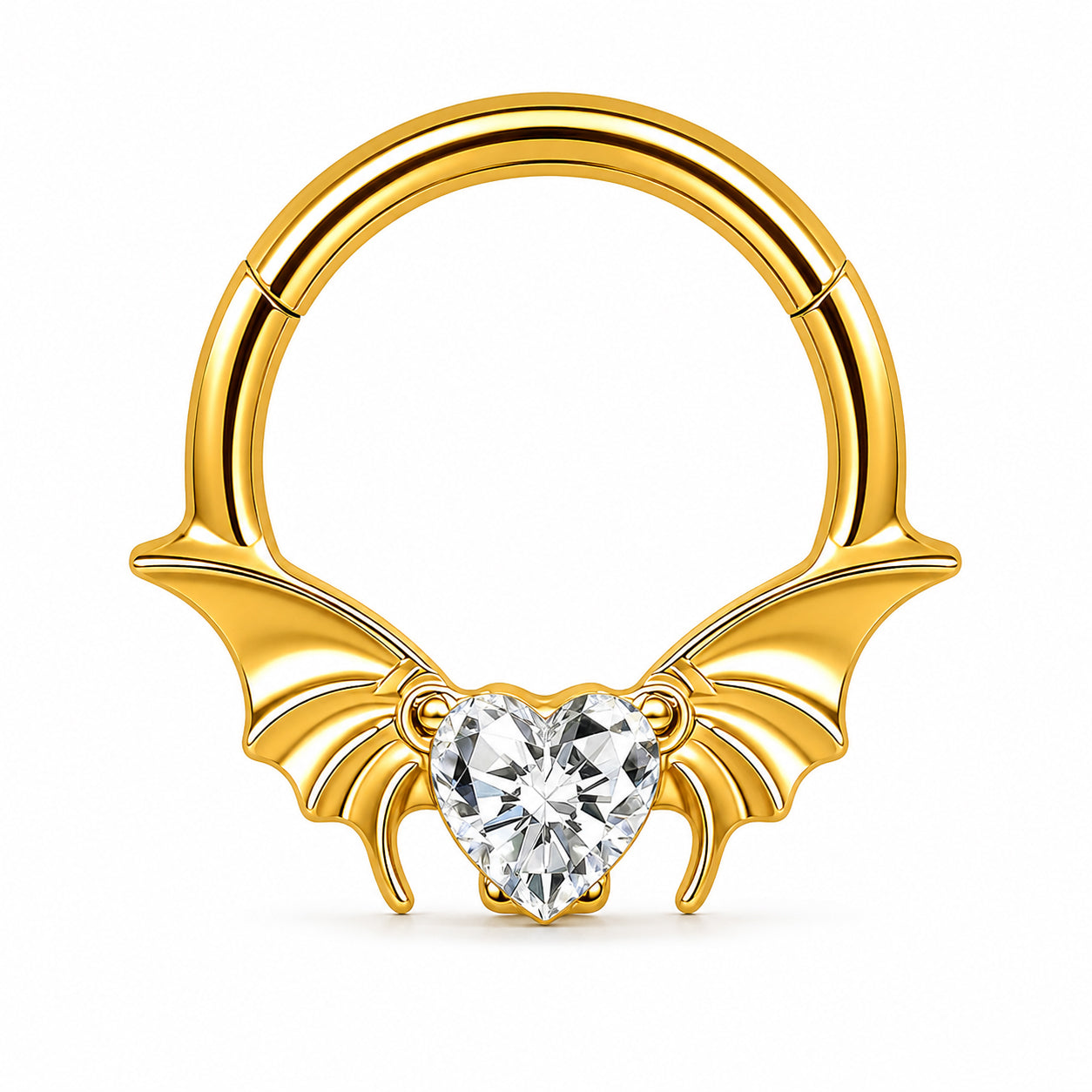 Pack of 5 – ASTM F136 Titanium Segment Ring – 18K Gold Plated Batwing, Bow & Geometric Crystals