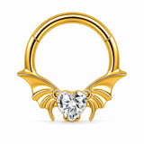 Pack of 5 – ASTM F136 Titanium Segment Ring – 18K Gold Plated Batwing, Bow & Geometric Crystals