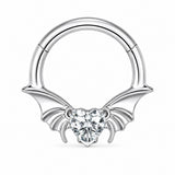 Pack of 5 – ASTM F136 Titanium Segment Ring – Natural Titanium Batwing, Bow & Geometric Crystals