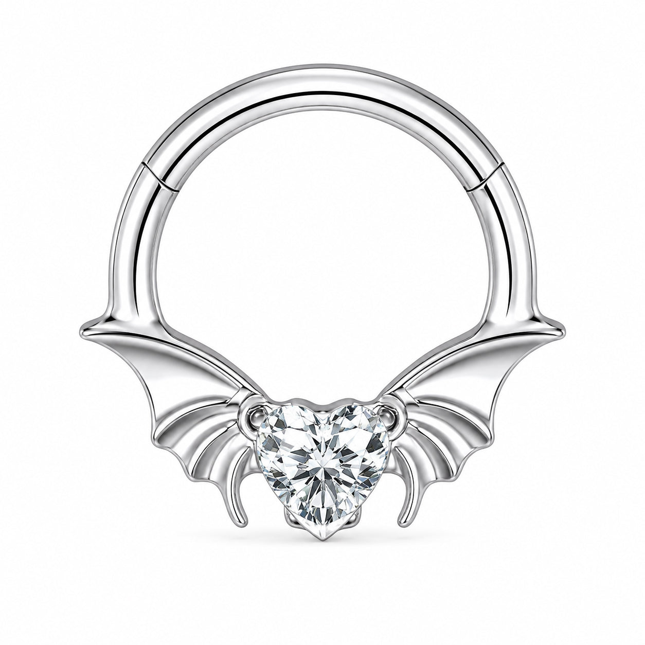 Pack of 5 – ASTM F136 Titanium Segment Ring – Natural Titanium Batwing, Bow & Geometric Crystals
