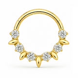 Pack of 5 – ASTM F136 Titanium Segment Ring – 18K Gold Plated Batwing, Bow & Geometric Crystals
