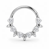 Pack of 5 – ASTM F136 Titanium Segment Ring – Natural Titanium Batwing, Bow & Geometric Crystals
