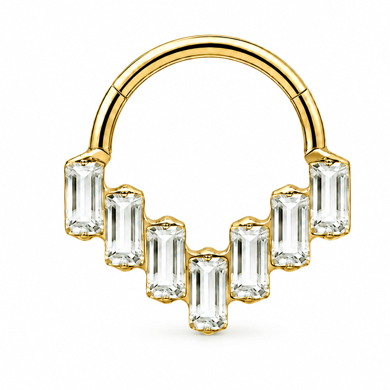 Pack of 5 – ASTM F136 Titanium Segment Ring – 18K Gold Plated Batwing, Bow & Geometric Crystals