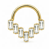 Pack of 5 – ASTM F136 Titanium Segment Ring – 18K Gold Plated Batwing, Bow & Geometric Crystals