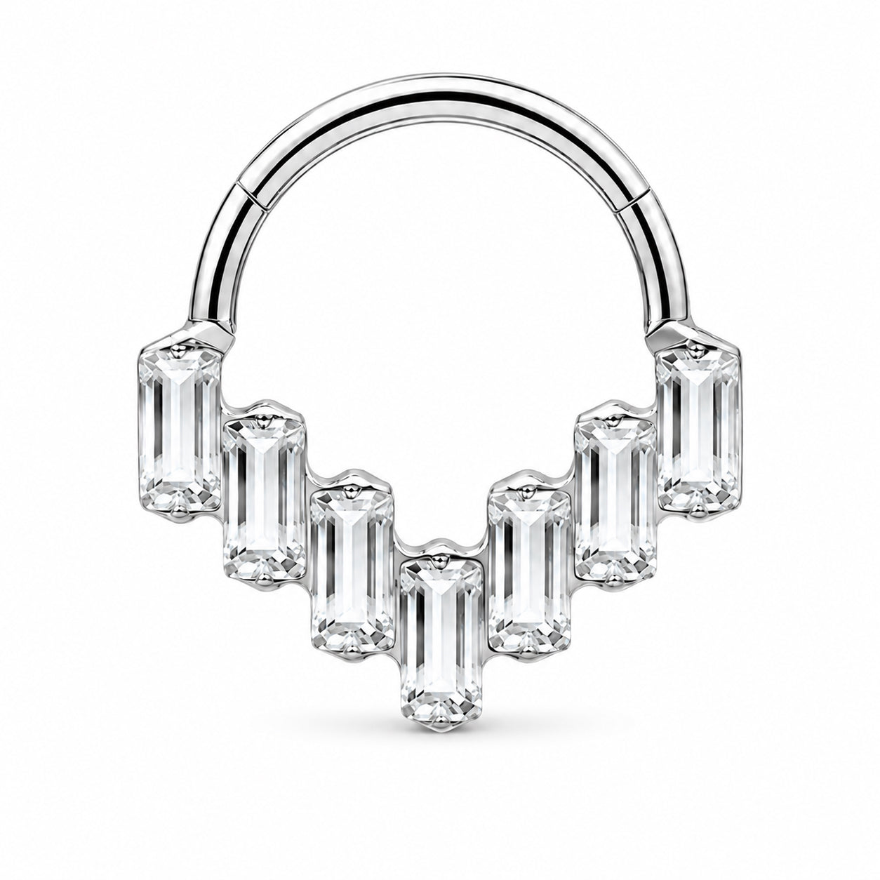 Pack of 5 – ASTM F136 Titanium Segment Ring – Natural Titanium Batwing, Bow & Geometric Crystals
