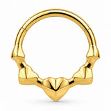 Pack of 5 – ASTM F136 Titanium Segment Ring – 18K Gold Plated Batwing, Bow & Geometric Crystals