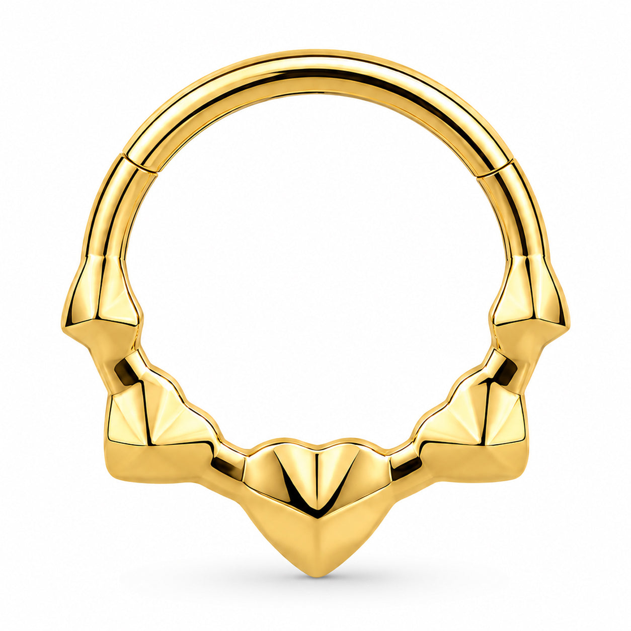 Pack of 5 – ASTM F136 Titanium Segment Ring – 18K Gold Plated Batwing, Bow & Geometric Crystals