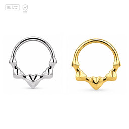 Pack of 5 – ASTM F136 Titanium Segment Ring – Faceted Chevron – Natural Titanium / 18K Gold Plated – Natural Titanium and 18K Gold Plated – G23 ASTM F-136 Implant Grade