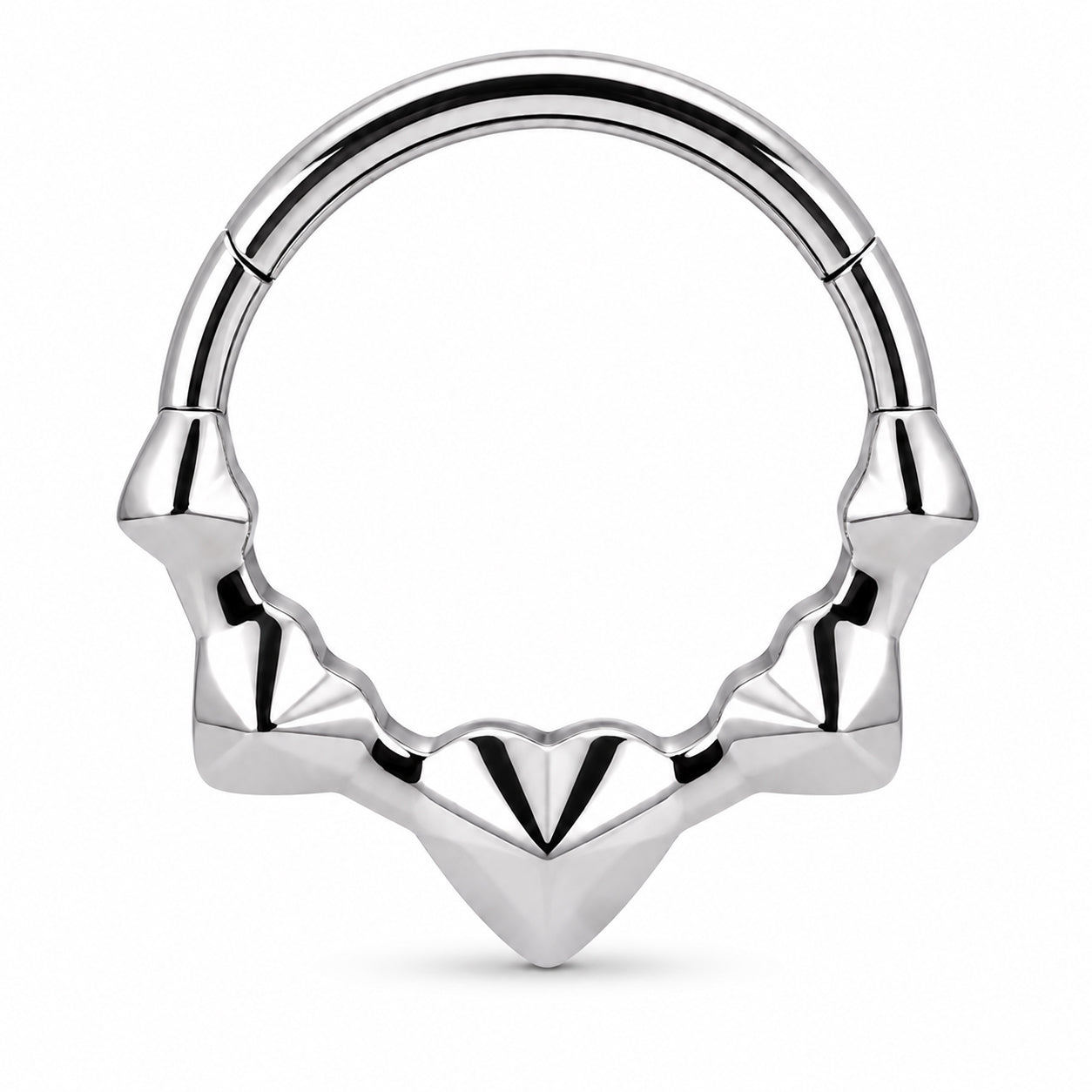 Pack of 5 – ASTM F136 Titanium Segment Ring – Natural Titanium Batwing, Bow & Geometric Crystals
