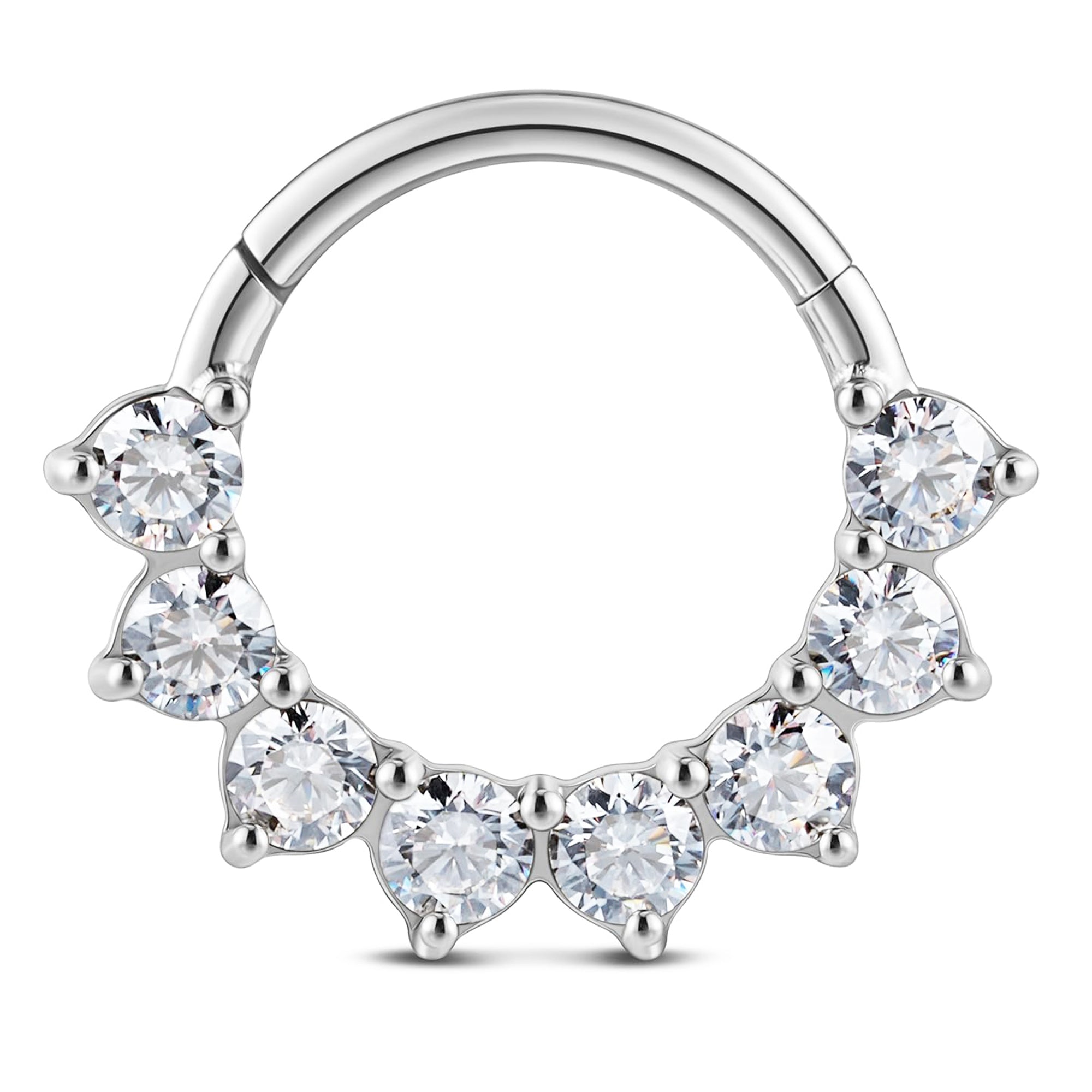 Pack of 5 – ASTM F136 Titanium Segment Ring – Natural Titanium Batwing, Bow & Geometric Crystals