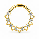 Pack of 5 – ASTM F136 Titanium Segment Ring – 18K Gold Plated Batwing, Bow & Geometric Crystals