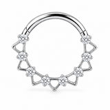 Pack of 5 – ASTM F136 Titanium Segment Ring – Natural Titanium Batwing, Bow & Geometric Crystals