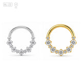 Pack of 5 – ASTM F136 Titanium Segment Ring – Daisy Cluster – Natural Titanium / 18K Gold Plated – Natural Titanium and 18K Gold Plated – G23 ASTM F-136 Implant Grade