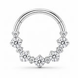 Pack of 5 – ASTM F136 Titanium Segment Ring – Natural Titanium Laurel, Wing & Mixed-Cut Crystals