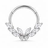 Pack of 5 – ASTM F136 Titanium Segment Ring – Natural Titanium Laurel, Wing & Mixed-Cut Crystals