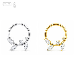 Pack of 5 – ASTM F136 Titanium Segment Ring – Asymmetric Crystal Orbit – Natural Titanium / 18K Gold Plated – Natural Titanium and 18K Gold Plated – G23 ASTM F-136 Implant Grade