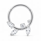 Pack of 5 – ASTM F136 Titanium Segment Ring – Natural Titanium Laurel, Wing & Mixed-Cut Crystals