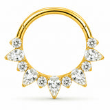 Pack of 5 – ASTM F136 Titanium Segment Ring – 18K Gold Plated Laurel, Wing & Mixed-Cut Crystals