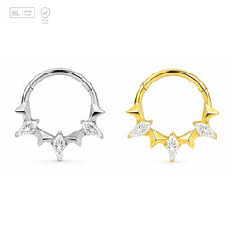 Pack of 5 – ASTM F136 Titanium Segment Ring – Kite Starburst – Natural Titanium / 18K Gold Plated – Natural Titanium and 18K Gold Plated – G23 ASTM F-136 Implant Grade