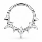 Pack of 5 – ASTM F136 Titanium Segment Ring – Natural Titanium Laurel, Wing & Mixed-Cut Crystals