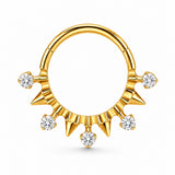 Pack of 5 – ASTM F136 Titanium Segment Ring – 18K Gold Plated Spike, Marquise & Art Deco Crystals