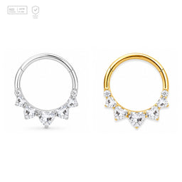 Pack of 5 – ASTM F136 Titanium Segment Ring – Trillion Crystal Crown – Natural Titanium / 18K Gold Plated – Natural Titanium and 18K Gold Plated – G23 ASTM F-136 Implant Grade