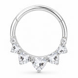 Pack of 5 – ASTM F136 Titanium Segment Ring – Natural Titanium Spike, Marquise & Art Deco Crystals