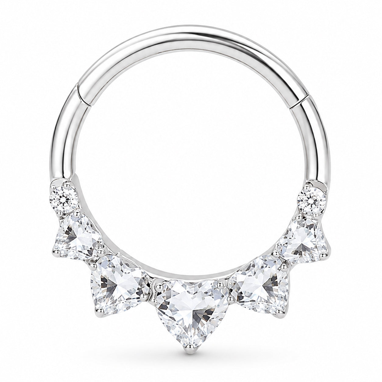 Pack of 5 – ASTM F136 Titanium Segment Ring – Natural Titanium Spike, Marquise & Art Deco Crystals