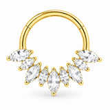 Pack of 5 – ASTM F136 Titanium Segment Ring – 18K Gold Plated Spike, Marquise & Art Deco Crystals