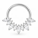 Pack of 5 – ASTM F136 Titanium Segment Ring – Natural Titanium Spike, Marquise & Art Deco Crystals