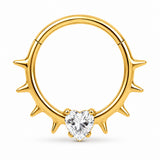 Pack of 5 – ASTM F136 Titanium Segment Ring – 18K Gold Plated Spike, Marquise & Art Deco Crystals