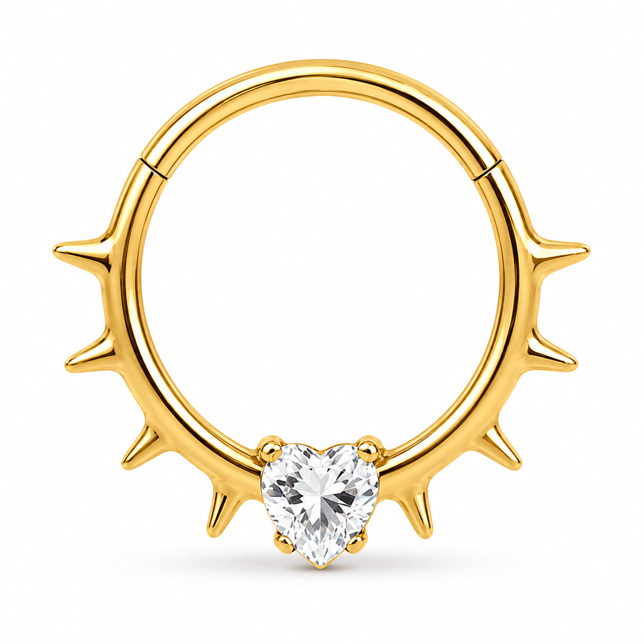Pack of 5 – ASTM F136 Titanium Segment Ring – 18K Gold Plated Spike, Marquise & Art Deco Crystals