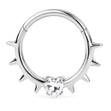 Pack of 5 – ASTM F136 Titanium Segment Ring – Natural Titanium Spike, Marquise & Art Deco Crystals