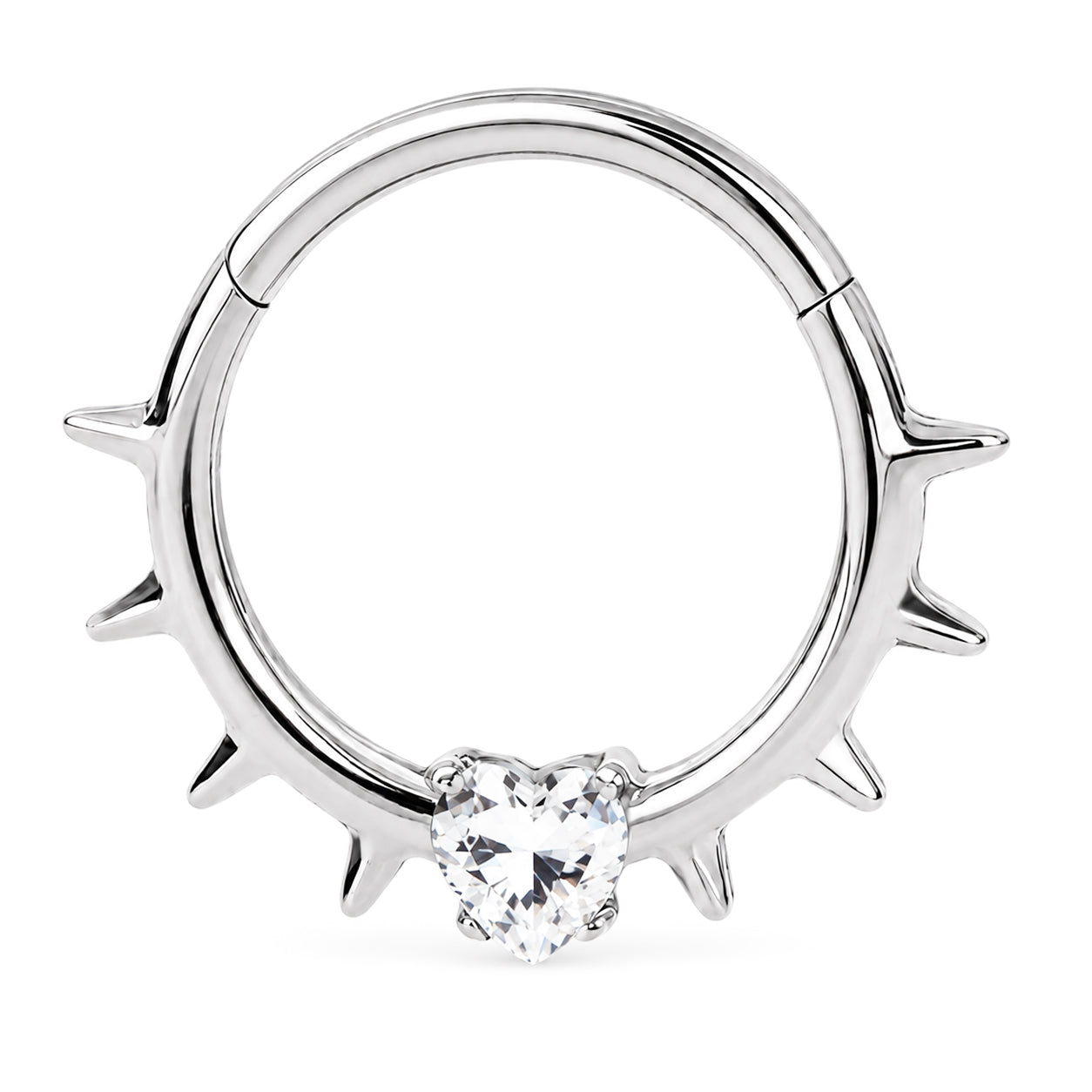 Pack of 5 – ASTM F136 Titanium Segment Ring – Natural Titanium Spike, Marquise & Art Deco Crystals