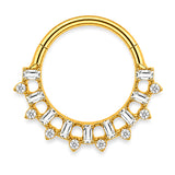 Pack of 5 – ASTM F136 Titanium Segment Ring – 18K Gold Plated Spike, Marquise & Art Deco Crystals