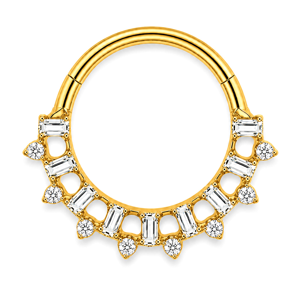 Pack of 5 – ASTM F136 Titanium Segment Ring – 18K Gold Plated Spike, Marquise & Art Deco Crystals