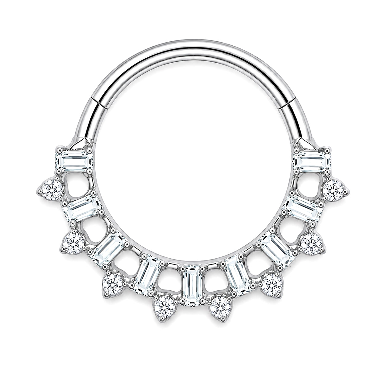 Pack of 5 – ASTM F136 Titanium Segment Ring – Natural Titanium Spike, Marquise & Art Deco Crystals